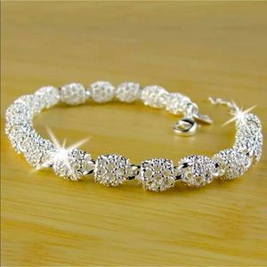 New 925 Silver Charm Chain Bangle Bracelet